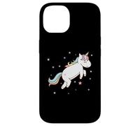Carcasa para iPhone 14 Caballo de fantasía Unicornio Saltando con Cola Colorida