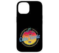 Carcasa para iPhone 14 Cabo Verde Isla Puesta de Sol Retro Palmera Vintage Recuerdo