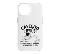 Carcasa para iPhone 14 Cafecito en la Mañana Jesús Todo el Día Latina