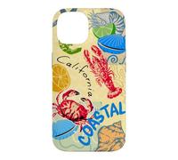 Carcasa para iPhone 14 California Coastal Seafood Collage Retro Beach Food Art