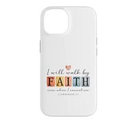 Carcasa para iPhone 14 Caminaré por Faith Christian Bible Verse Design