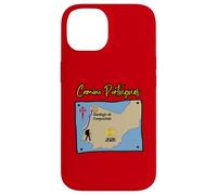 Carcasa para iPhone 14 Camino Portugues 2026 Santiago de Compostela Peregrino Mapa