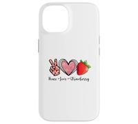 Carcasa para iPhone 14 Camisas Peace Love Strawberry Farmer Strawberries Lover Fruit