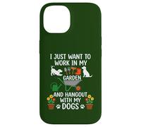 Carcasa para iPhone 14 Camiseta con Texto en inglés I Just Want to Work in My Garden para Salir con Perros