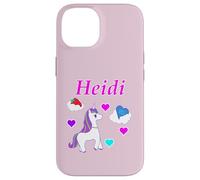 Carcasa para iPhone 14 Camiseta de cumpleaños con diseño de Unicornio para niña con Nombre Heidi