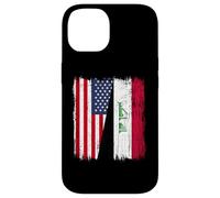 Carcasa para iPhone 14 Camiseta iraquí Americana con Media Bandera de Estados Unidos