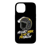 Carcasa para iPhone 14 Casco de Motociclista Hair Not My Problem Calvo Motocicleta Rider