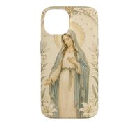 Carcasa para iPhone 14 Católica Virgen María Floral Oración Arte Mirada Devocional