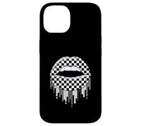 Carcasa para iPhone 14 Checkered Black White Lip Cute Checkerboard