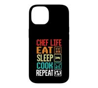 Carcasa para iPhone 14 Chef Life Eat Cook Repeat Funny Cooking Chefs Lover