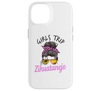 Carcasa para iPhone 14 Chicas a Juego Viaje Zihuatanejo México moño desordenado