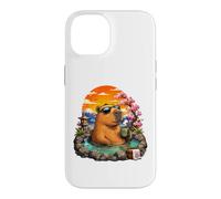 Carcasa para iPhone 14 Chill Capybara Hot Spring Sunset Retro Funny Summer