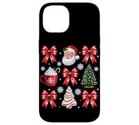Carcasa para iPhone 14 Chocolate Caliente con Lazos de Papá Noel