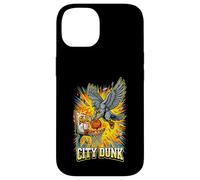 Carcasa para iPhone 14 City Dunk Pigeon Baloncesto Slam Funny Bird