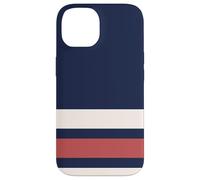 Carcasa para iPhone 14 Classic Navy Red White Horizontal Stripes Chic Pattern