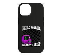 Carcasa para iPhone 14 Coder Hello World Goodbye Sleep Computer Science Retro