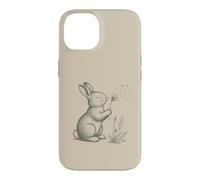 Carcasa para iPhone 14 Conejo Amantes Soplando Diente De León Naturaleza Cottagecore Gráfico