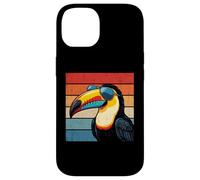 Carcasa para iPhone 14 Cool Tucán Retro Puesta de Sol Vintage Amante de pájaros Desgastados