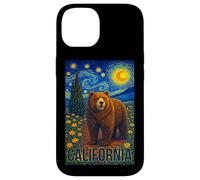 Carcasa para iPhone 14 Cool Wild California Bear in The Starry Night Painting Art