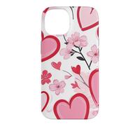 Carcasa para iPhone 14 Corazón Ditsy Patrón Romántico Sakura Flores Cerezo Flores