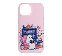 Carcasa para iPhone 14 Cozy Spooky Ghost Reading in Autumn Halloween Teacher Kids