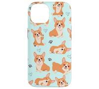 Carcasa para iPhone 14 Cute Corgi Dog with Paws Lover in Aqua Turquoise Pattern