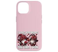 Carcasa para iPhone 14 Cute GNOME I Love You More The End I Win Pink Valentines