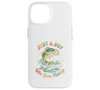Carcasa para iPhone 14 Dibujos Animados de Just A Boy Who Loves Fishing Bass