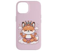 Carcasa para iPhone 14 Diseño de Mandala en Postura de Loto para atención Plena, Lindo Zorro de Yoga