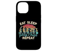 Carcasa para iPhone 14 Divertida Camiseta Eat Sleep Play Chess Repeat para un Jugador de ajedrez