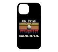 Carcasa para iPhone 14 Divertido Juego de Palabras del Equipo de Golf con el Objetivo del Swing jurar Repetir Golf Retro