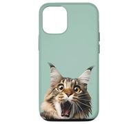 Carcasa para iPhone 14 Divertido Maine Coon Gato Tomando Un Gato Selfie Mamá Gatito Papá