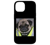 Carcasa para iPhone 14 Divertido Triste Pug Meme Trabajo Humor Foto Borrosa