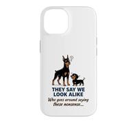 Carcasa para iPhone 14 Doberman y Dachshund They Say We Look Alike Funny Dog Art