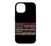 Carcasa para iPhone 14 Dog Dad The Man The Myth The Snack Dealer Bandera Estadounidense