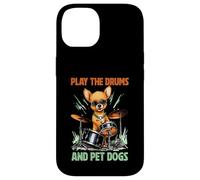 Carcasa para iPhone 14 Drummer Dog Play The Drums Perro Mascota Percusión Tambores Percusión