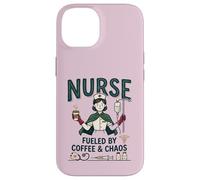 Carcasa para iPhone 14 Enfermera Vintage Impulsado por Café & Caos RN Médico