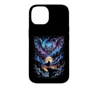 Carcasa para iPhone 14 Escena de Aventura Fantástica con Murciélago Cósmico