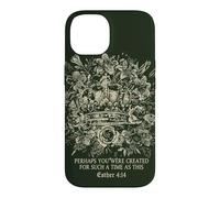 Carcasa para iPhone 14 Esther Cuatro Catorce Fe Cristiana Corona Floral Reina
