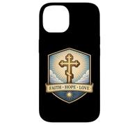 Carcasa para iPhone 14 Fe Esperanza Amor Cristiano Ortodoxo Floral Jesucristo Dios
