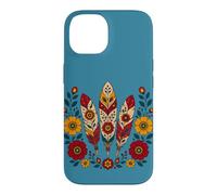 Carcasa para iPhone 14 Floral Boho Plumas Motivos Folk Ornamental Tribal Western