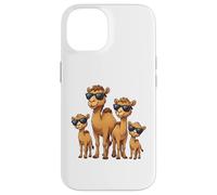 Carcasa para iPhone 14 Funny Camel Family Wearing Sunglasses Arabian Animal Desert