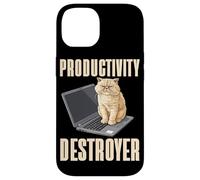 Carcasa para iPhone 14 Funny Cat Productivity Destroyer Dueño de Gato Humor Amante de los Gatos