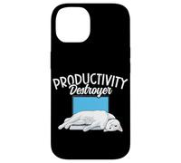 Carcasa para iPhone 14 Funny Cat Productivity Destroyer Dueño de Gato Humor Amante de los Gatos