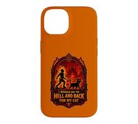 Carcasa para iPhone 14 Funny Halloween I'D IR AL Infierno Y Volver para MI Gato