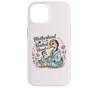 Carcasa para iPhone 14 Funny Motherhood Is The Realest Hood Día de la Madre Goose Mom
