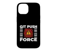 Carcasa para iPhone 14 Funny Programmer Coding Git Push Force Warning