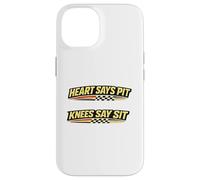 Carcasa para iPhone 14 Funny Racing Humor Heart Dice Pit Knees Say Sit Race Broma