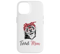 Carcasa para iPhone 14 Funny Womens Girls Glasses Bandana Mom Ferret Lover