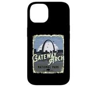 Carcasa para iPhone 14 Gateway Arch National Park - Recuerdo Vintage de Vacaciones